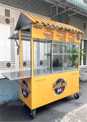 Xe bánh mì 1m50 có mái che